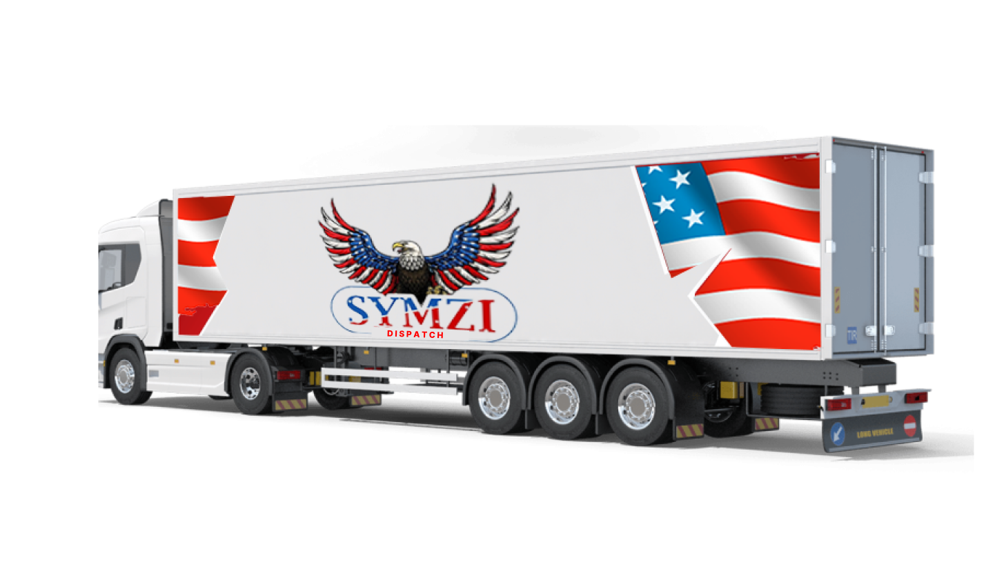 Truck trailer with American flag and Sumzi logo